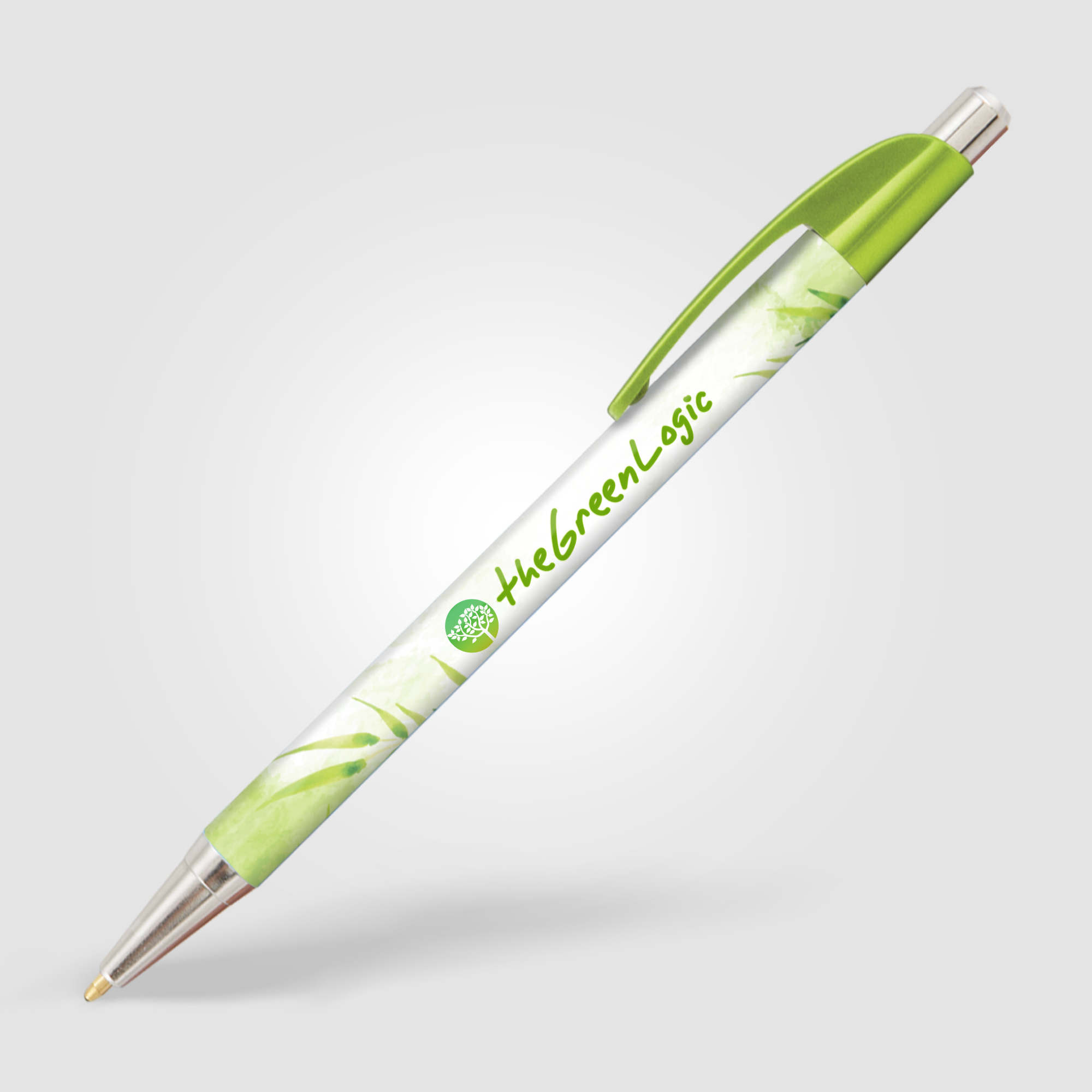 Stylo personnalisable - Lebeau chrome Vert citron